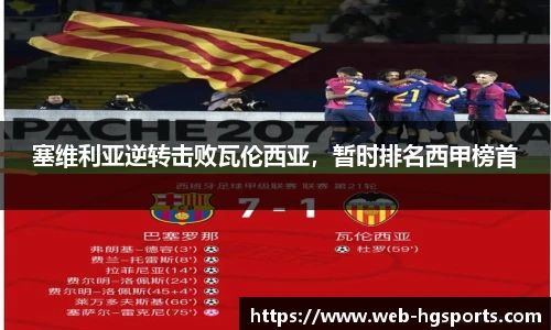 塞维利亚逆转击败瓦伦西亚，暂时排名西甲榜首